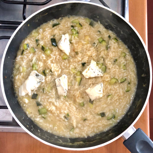 Risotto con zucchine<br/>e gorgonzola