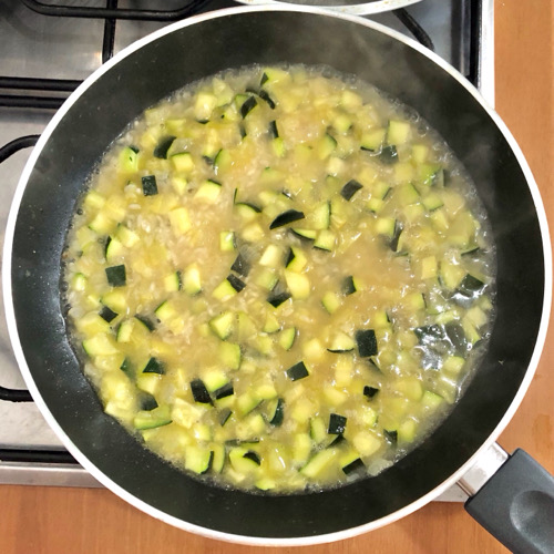 Risotto con zucchine<br/>e gorgonzola